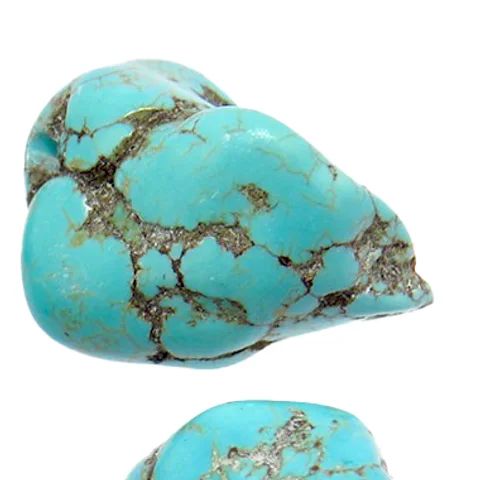 Pedra de turquesa azul com veios escuros.